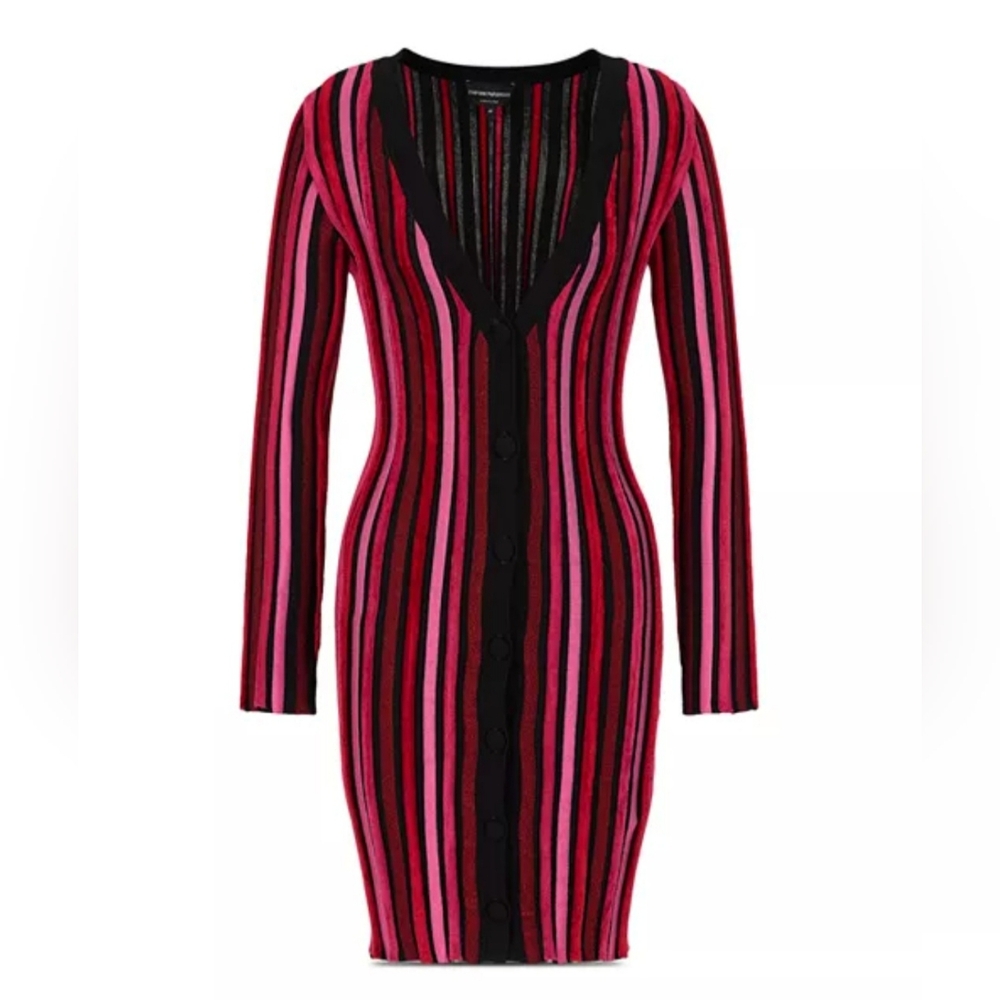 Emporio Armani Vibrant Pink and Black Long Sleeve Dress Perfect Condition - Picture 2 of 6